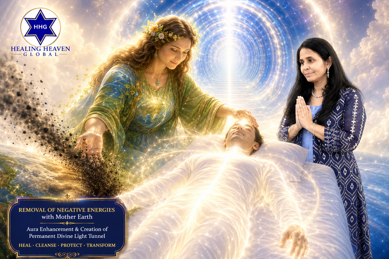 Removal of negative energies with Mother Earth — Aura enhancement and creation of a permanent Divine Light Tunnel